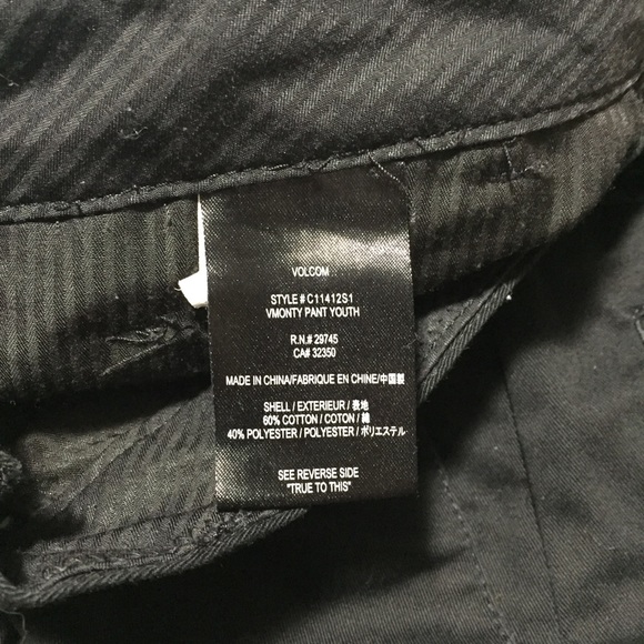 Volcom Vmonty Pants Chino Youth Size 30/20 Black Casual. - Picture 11 of 11